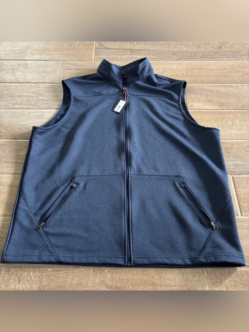 Cremieux Men's Navy Blue Textured Diamond Quilt Full Zip Fleece Vest 3XLT